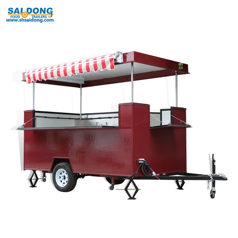 Direct factory Mobile towing hot dog Cart Customized coffee van Square Snack Food trailer for sale