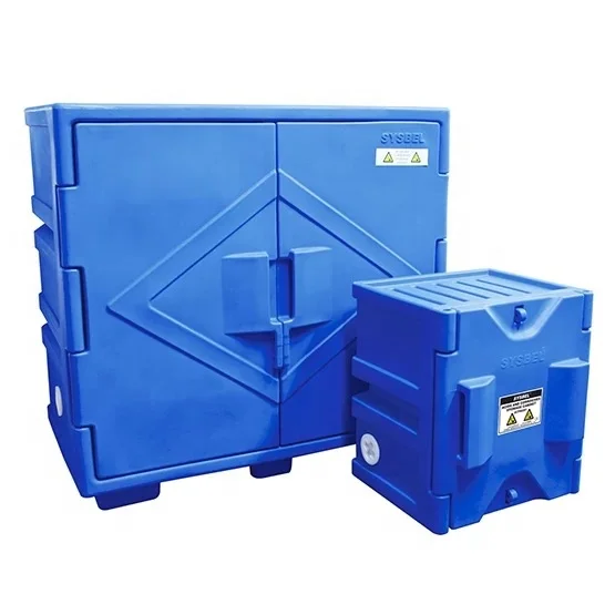 PP Laboratory Furnitures Acid Alkali Resistant Anti Corrosion Vented Polypropylene Chemical Storage Cabinet 2 door blue