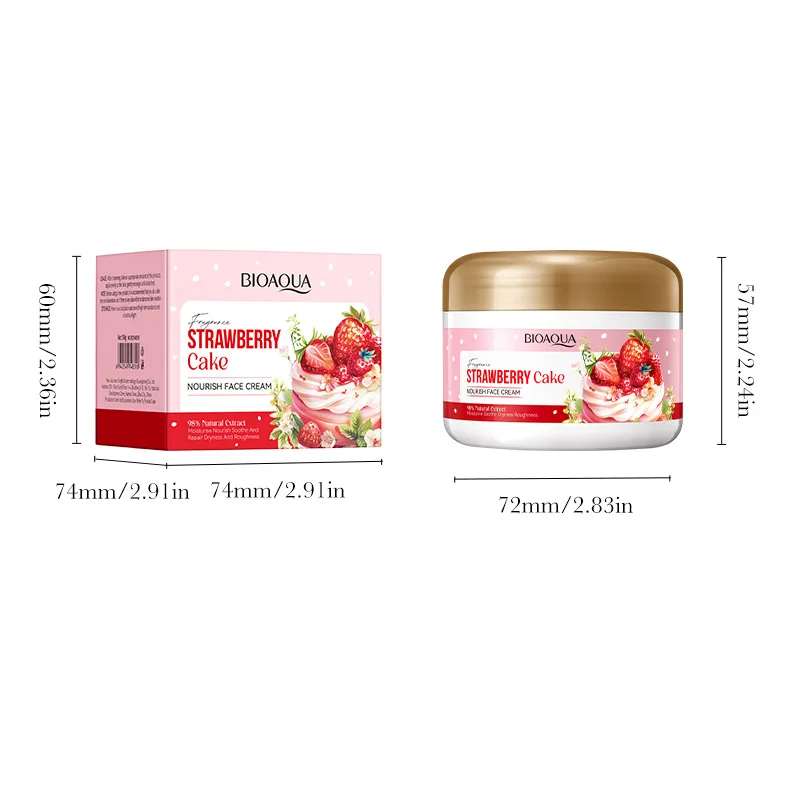 BIOAOUA Strawberry Cake Nourishing Facial Cream Brightening Collagen Hydrating Moisturizing Cream Skin Care Cream 100g