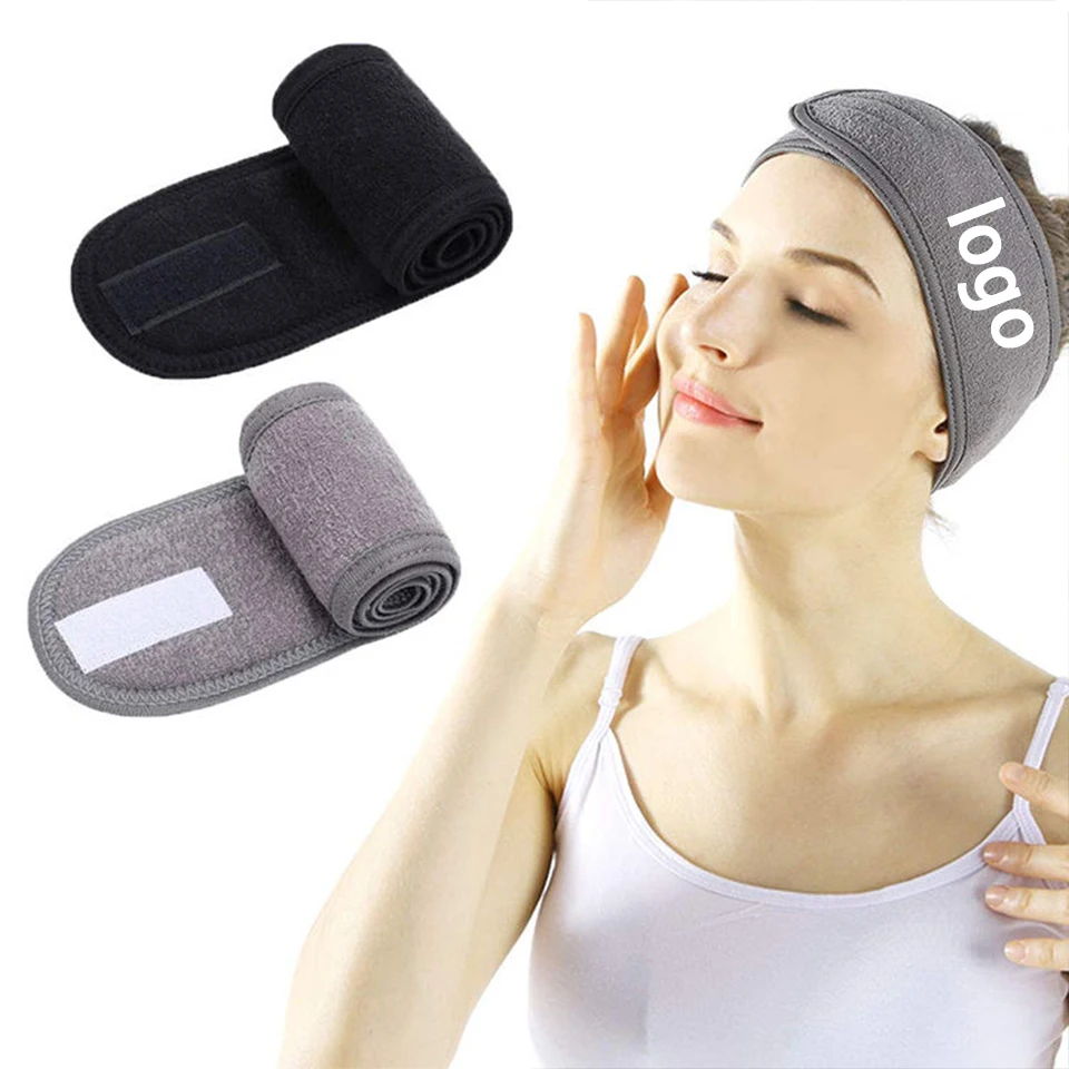 Custom Logo Facial Terry Cloth Stretch Women Yoga Bath Head Band Towel Washable Facial Girls Hairband Makeup spa Wrap Headbands