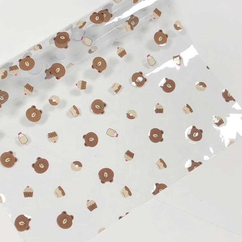 Custom design clear transparent vinyl fabric printing leather jelly leather sheets for bag or shoes usage