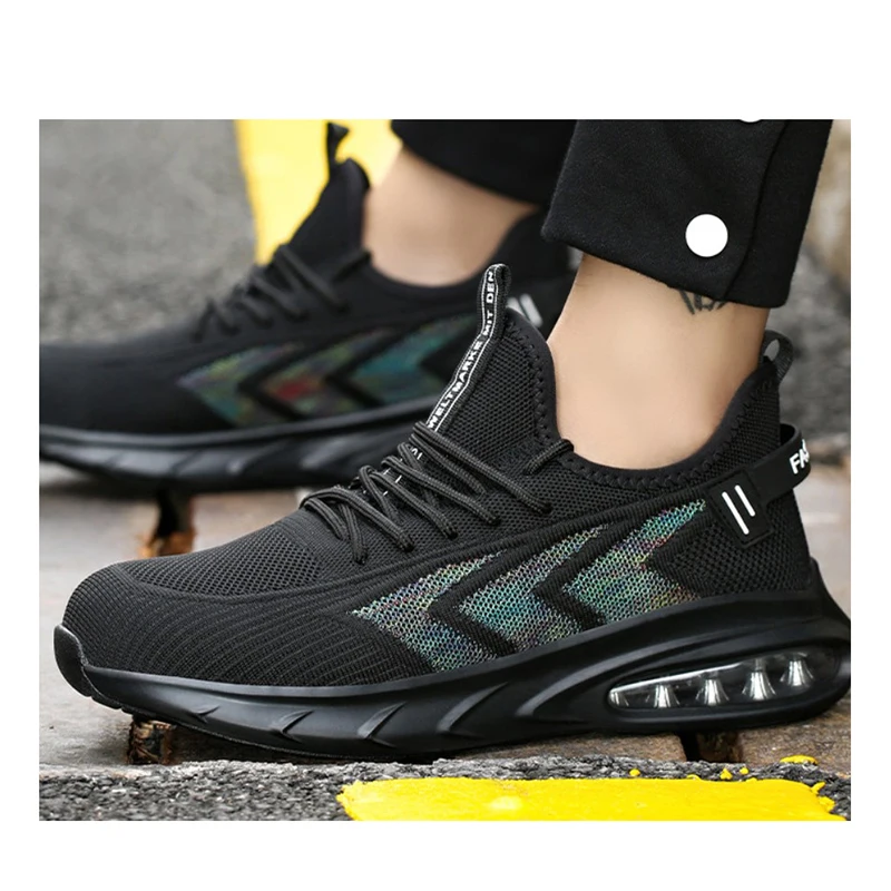 Diansen Low-cut Fly-woven Mesh Breathable Non-slip Wear-resistant Comfortable Shockproof PU Bottom Work Safety Shoes