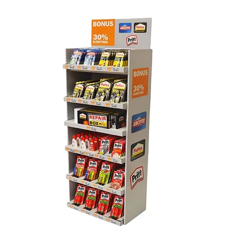 Manufacturer custom POP glue cardboard floor display stand battery display shelf Accessories advertising  Drinks display rack