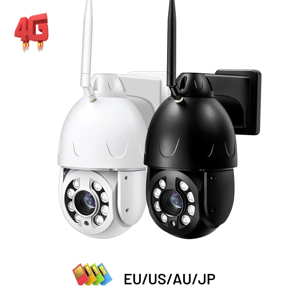 CCTV Security WiFi 4G PTZ Camera 30X Zoom H.265 Full Color 2way Outdoor LTE Sim Card 5MP Auto Tracking Wireless IP Camera 4K 8MP