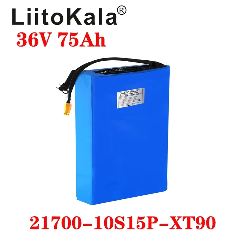 Liitokala 36v 75ah 21700 5000mah 10s15p electric battery 36v 1000w lithium battery built-in 20a bms electric motor bicycles