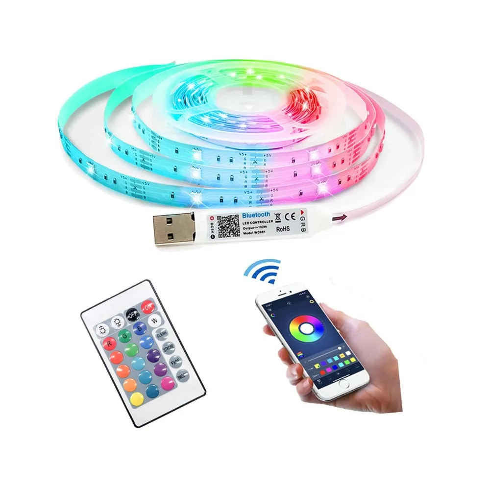 5v USB 5050 IP65 led light strip addressable rgb led strip lights bluetooth IR control house backlight