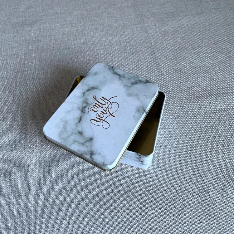 Custom Marble Printed Packaging Small Wedding Gift Food Tin Box metal box custom marble
