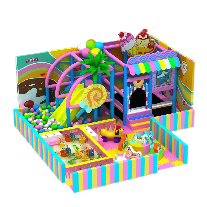 Popular Oem Custom 2 Floor Candy Style Pvc indoor soft play playground Children Soft Play Kids Indoor Games For Malls