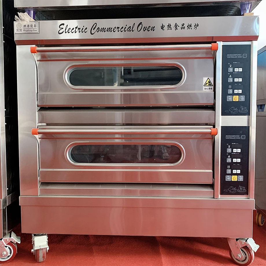 Chinese Professional Commercial Kitchen Equipment Hot Sale Price 2 Deck 4 Tray 13200W Stainless Steel Electric Pizza Oven