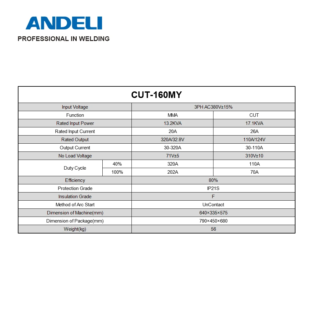 Andeli CUT 160  Pilot arc Cnc Plasma Cutting  Machine