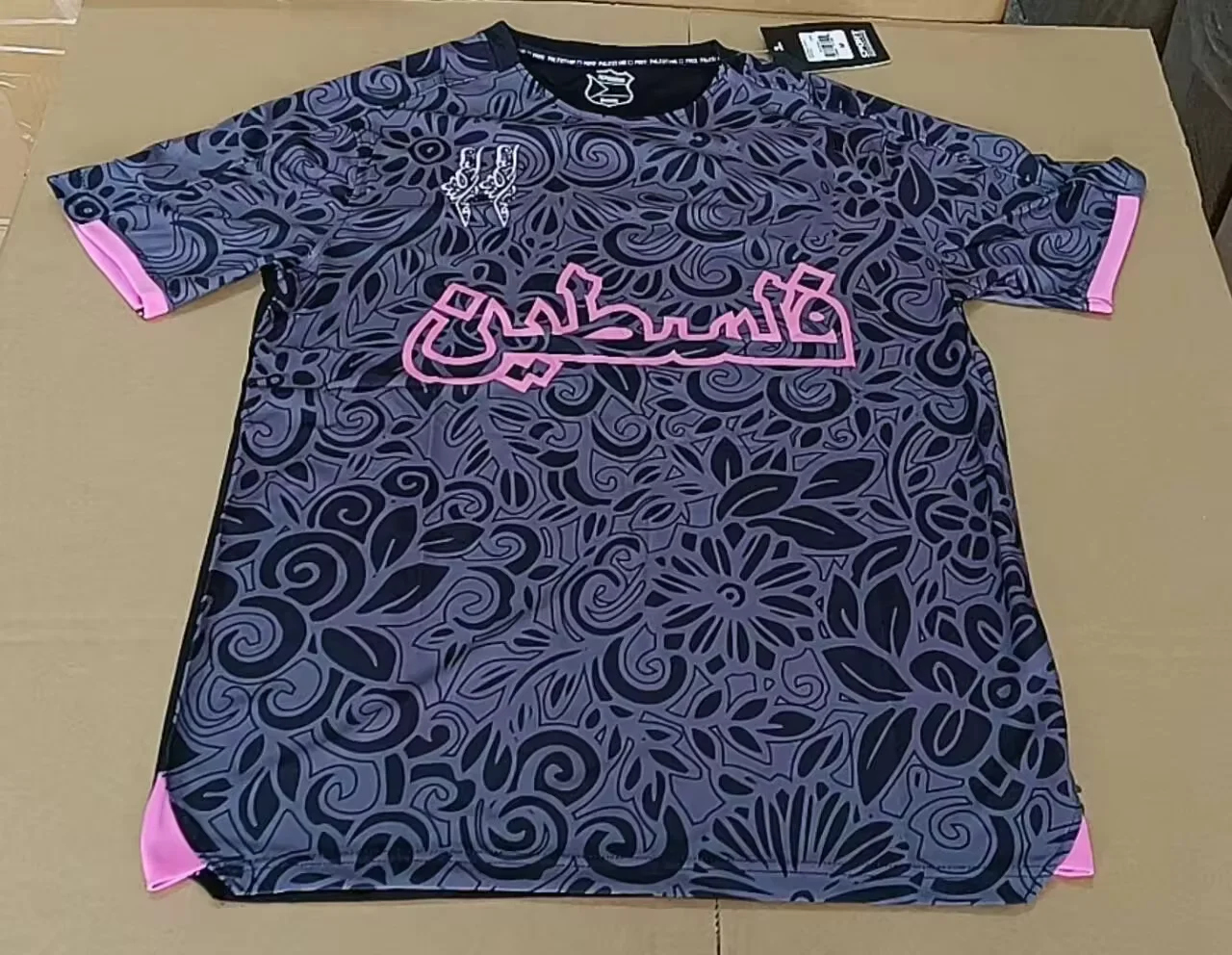 Hannuo Fast Delivery Polyester Palestine Football Soccer Pink Black Jersey For Sports Event Supply