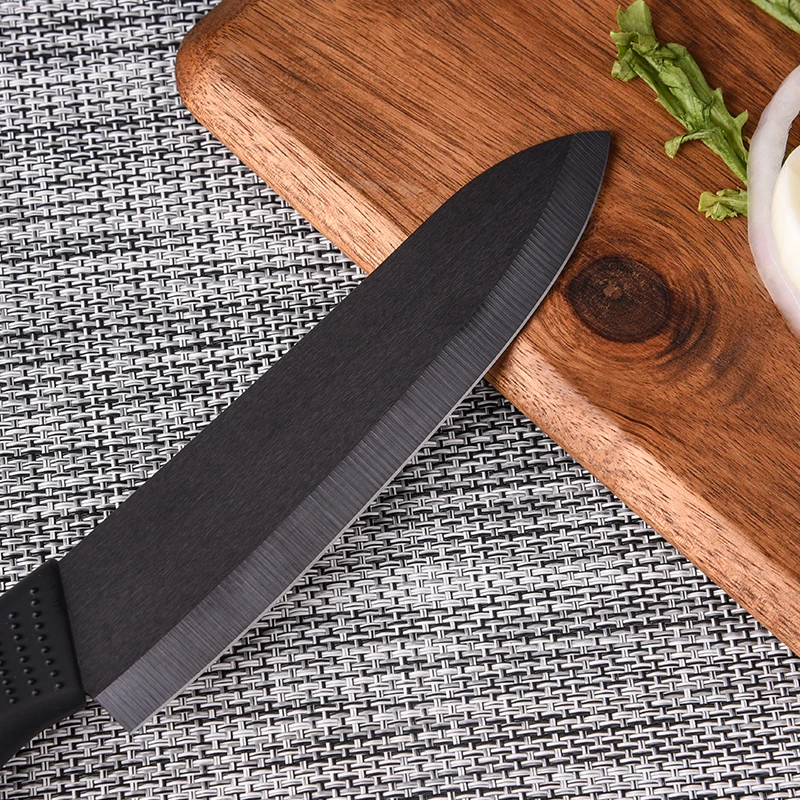 6Inch Home Kitchen Ceramic Knife Black Zirconia Utility Fruit Knife With Soft Touch TPR Handle