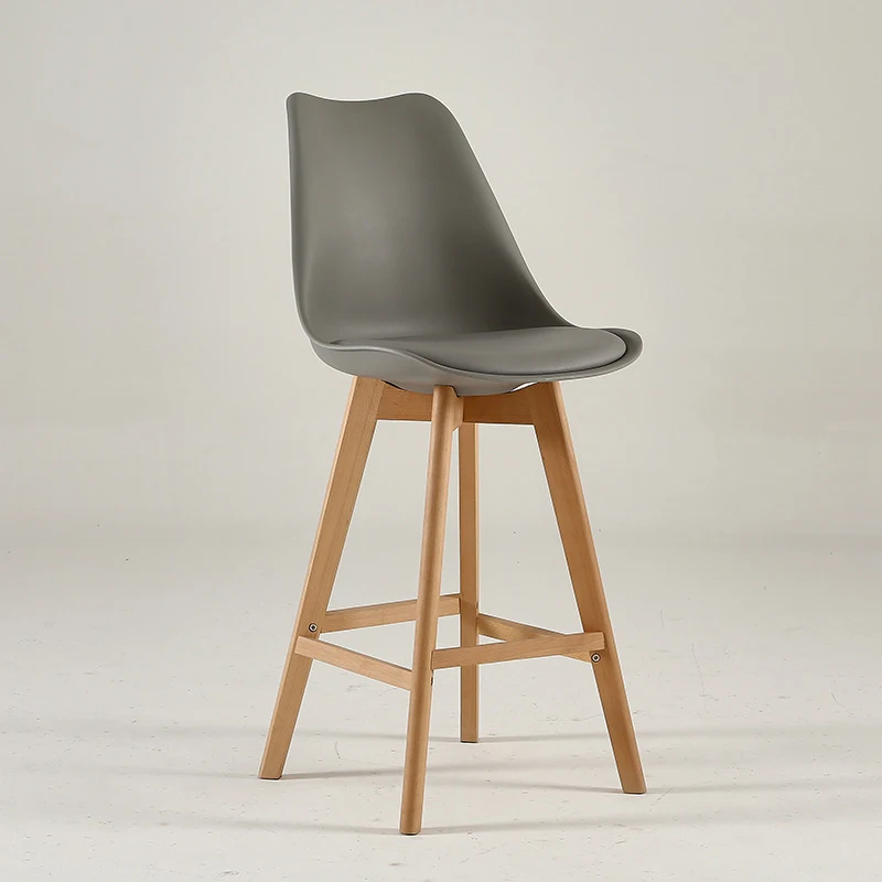 Nordic Plastic High Stools Bar Chairs PP Mid Back Seat With High Metal Legs Footrest For Bar Table Bar Stool High Chair
