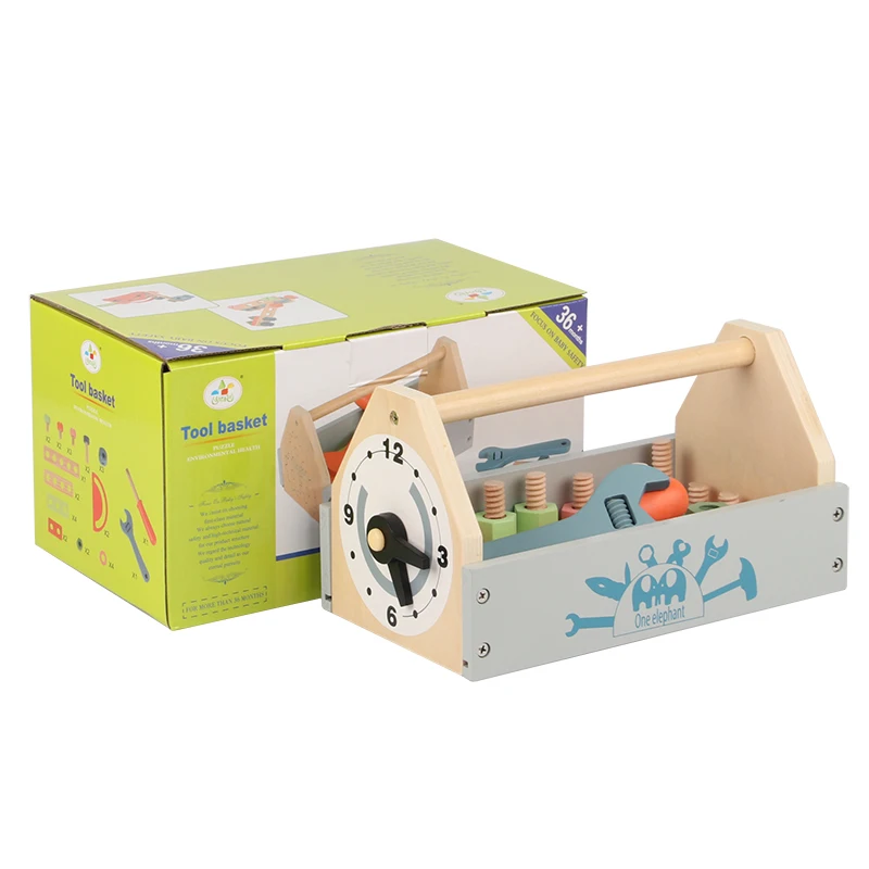 Children DIY construction pretend tool box toys tool basket