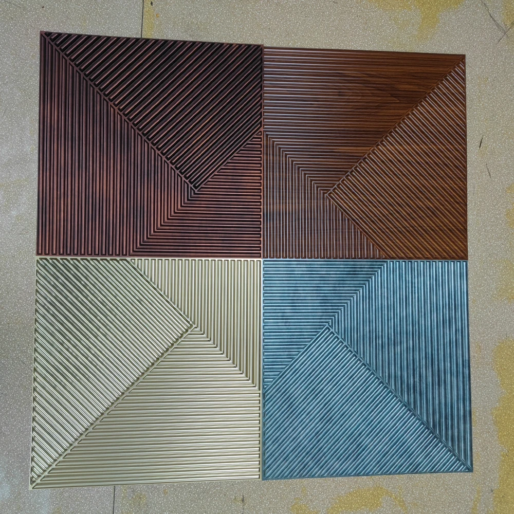 Waterproof wpc cladding wall panel decoration 3d fluted wall cladding indoor pvc 3d wall panels red copper rust