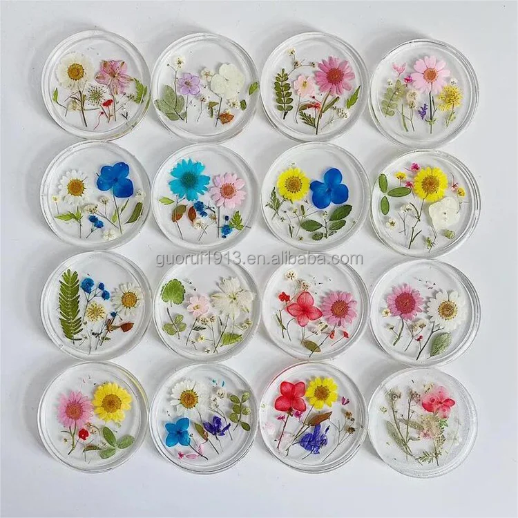 Epoxy real dried flower heat insulation table coaster creative round coaster non-slip coaster for drinks cup