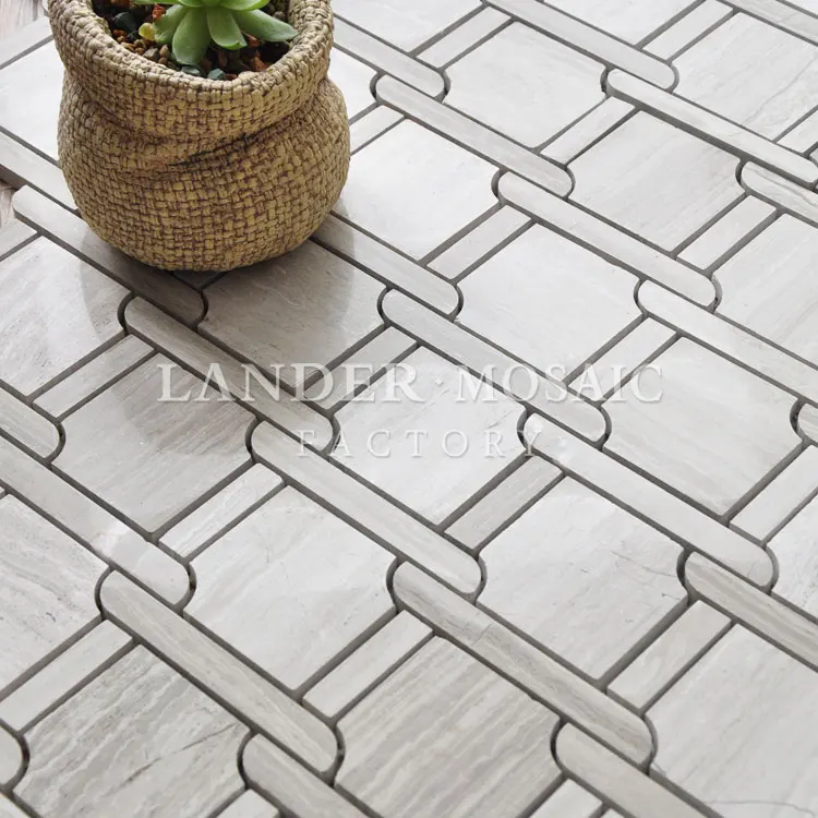 grey wood irregular marble mosaic for modern style