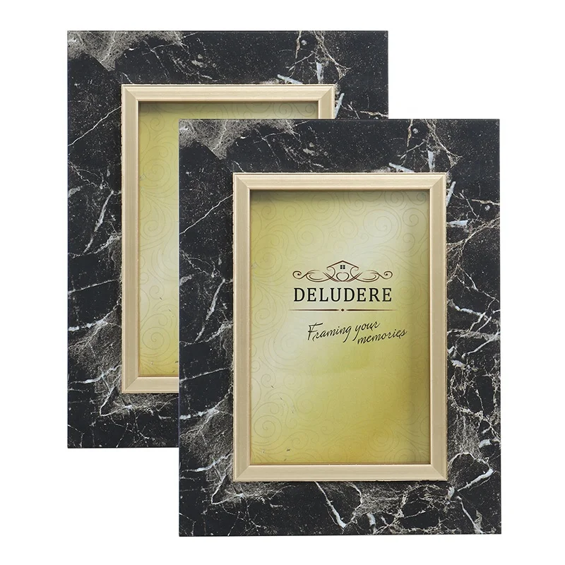 EAGLEGIFTS Wholesales Custom Picture Frame Home Decoration Desktop Luxury Black Marble Pattern 5x7 Inch Photo Frame