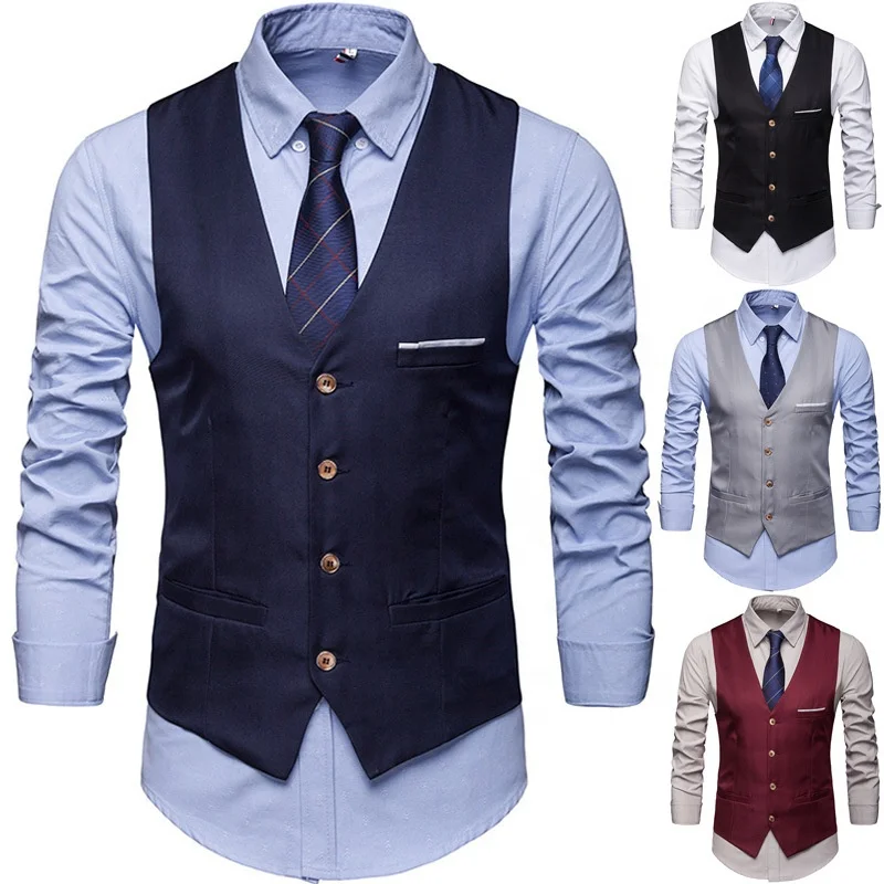 
2019 Wholesale Mens Wedding Tuxedo Waistcoat Formal Groom Suit Vest Groomsmen Vests 