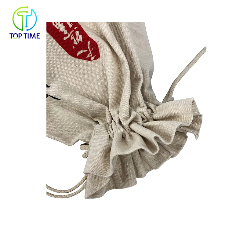 Wholesale Flour Soybean Rice Grain Canvas Cotton Drawstring Bags