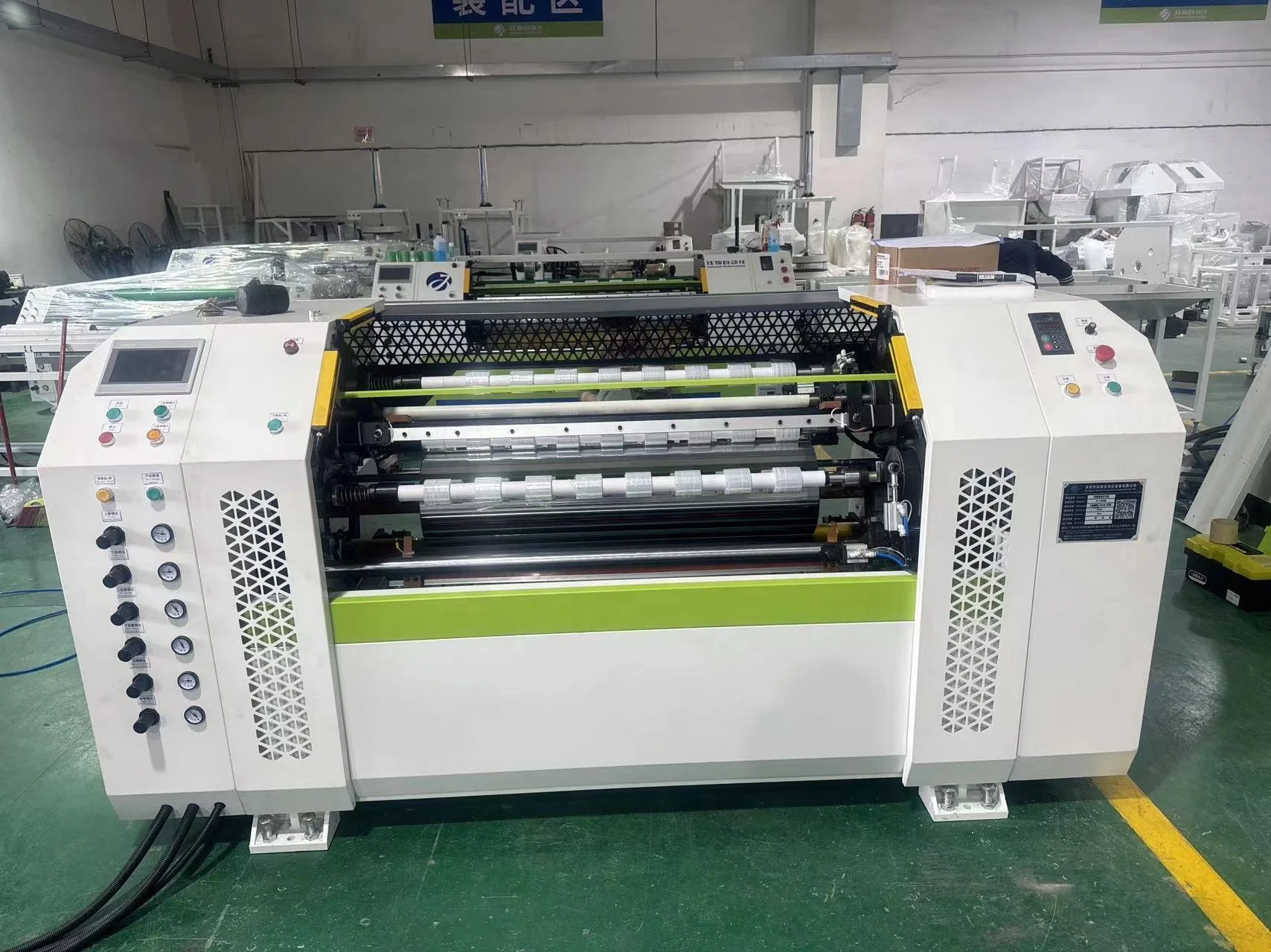 PVC Film Automatic Slitting Machine lldpe film stretch film slitter+ automatic piping machine