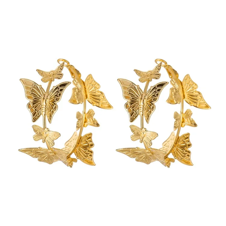 Изготовленный на заказ серьги-гвоздики, красивые золотые женские серьги инкрустация C-Позолоченные ювелирные изделия в форме серебристо-золотые ювелирные изделия аксессуары в Корейском стиле с бабочкой модные серьги-гвоздики