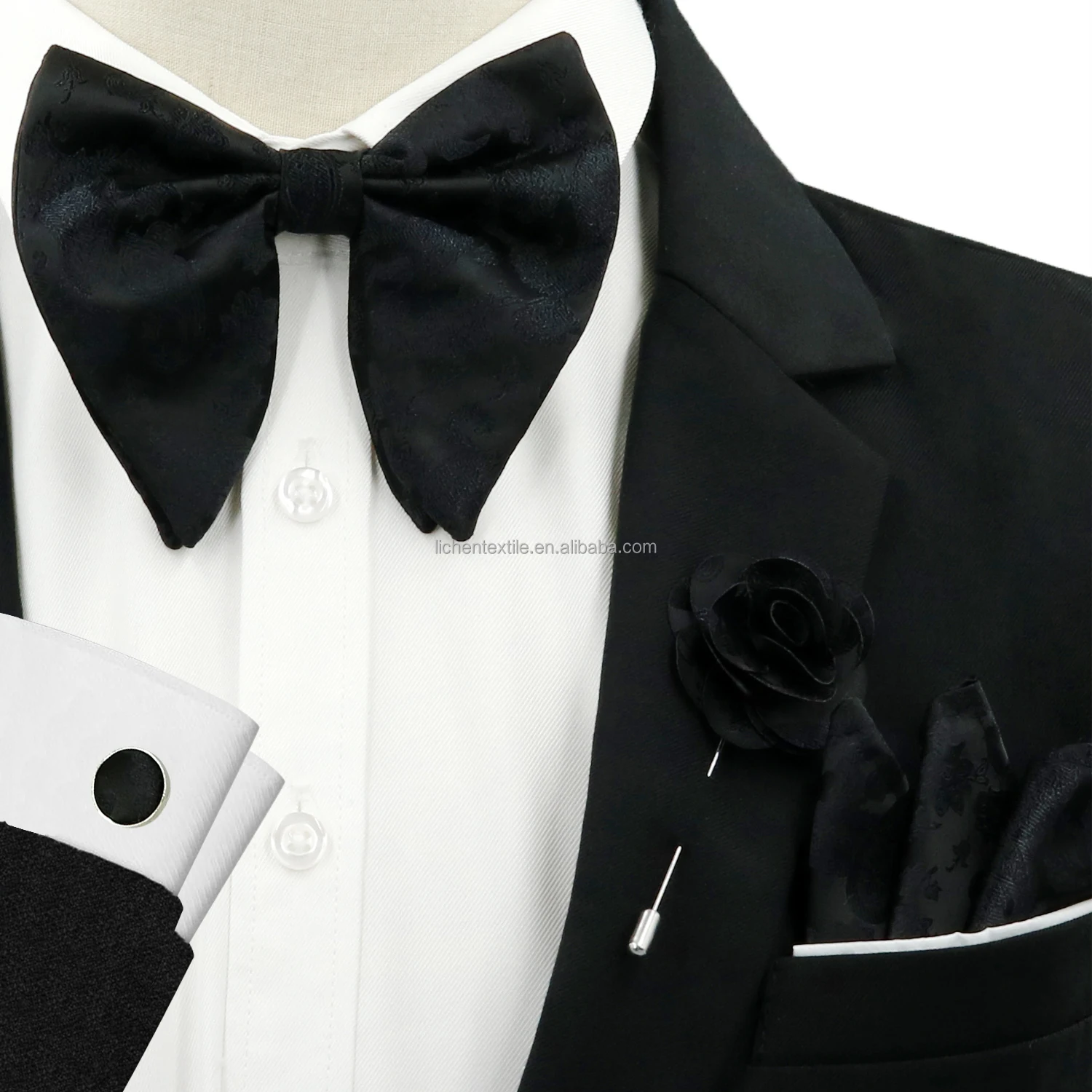 Polyester Ties Clip Necktie Bowtie Box Neck Bow Tie Floral Bow Tie For Men Set