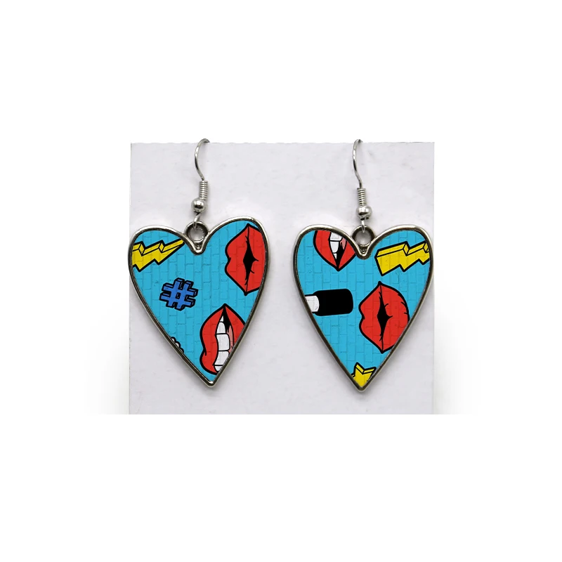 Custom Heart Shape Design Blank Sublimation Double-sided Earrings with Hardware
