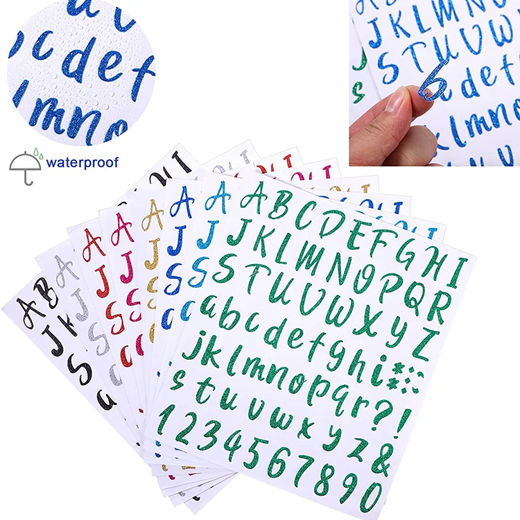 Glitter Vinyl Alphabet Letter Sticker DIY Alphabet Letter Labels Self-Adhesive Vinyl Sticker