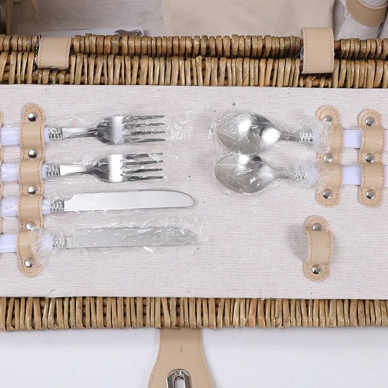 Open Weave Optima Picnic Woven Basket Craft For 6 Person