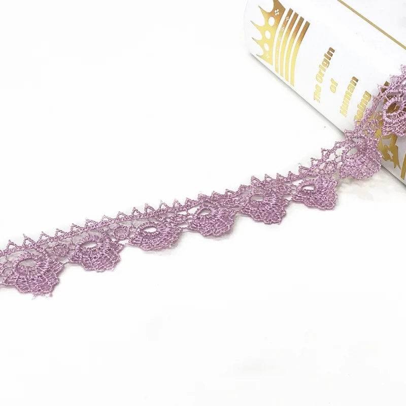 Solid Color Border Guipure Rope Lace Trim Polyester Embroidery Lace For Garment Cross Thread Design