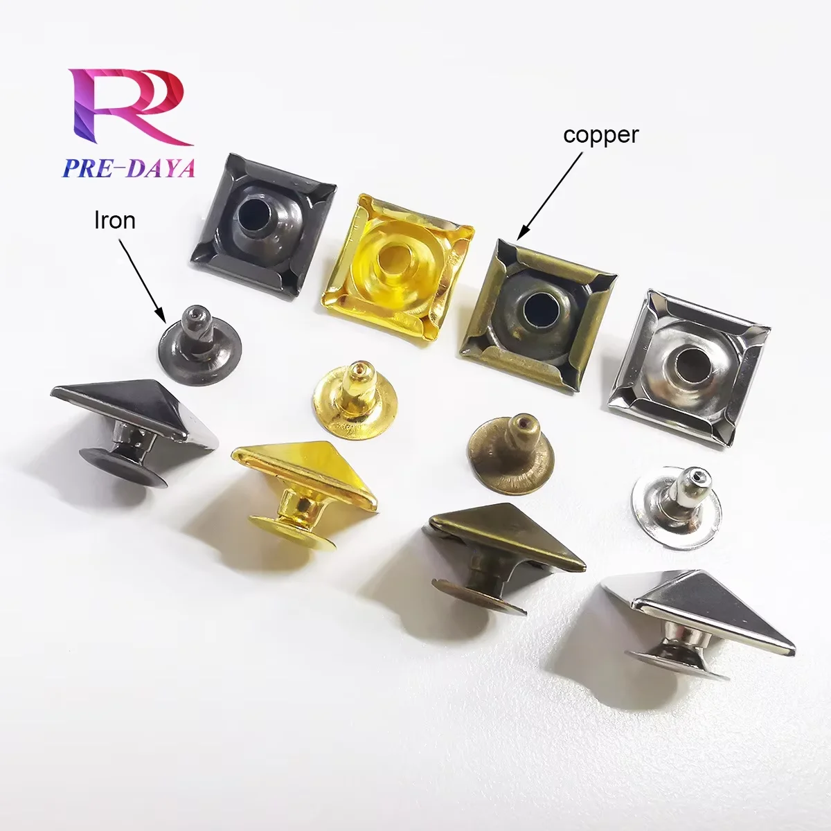 Copper iron rivet for cloth plating Aluminium brass double cap rivets for leather metal rivet for shoes