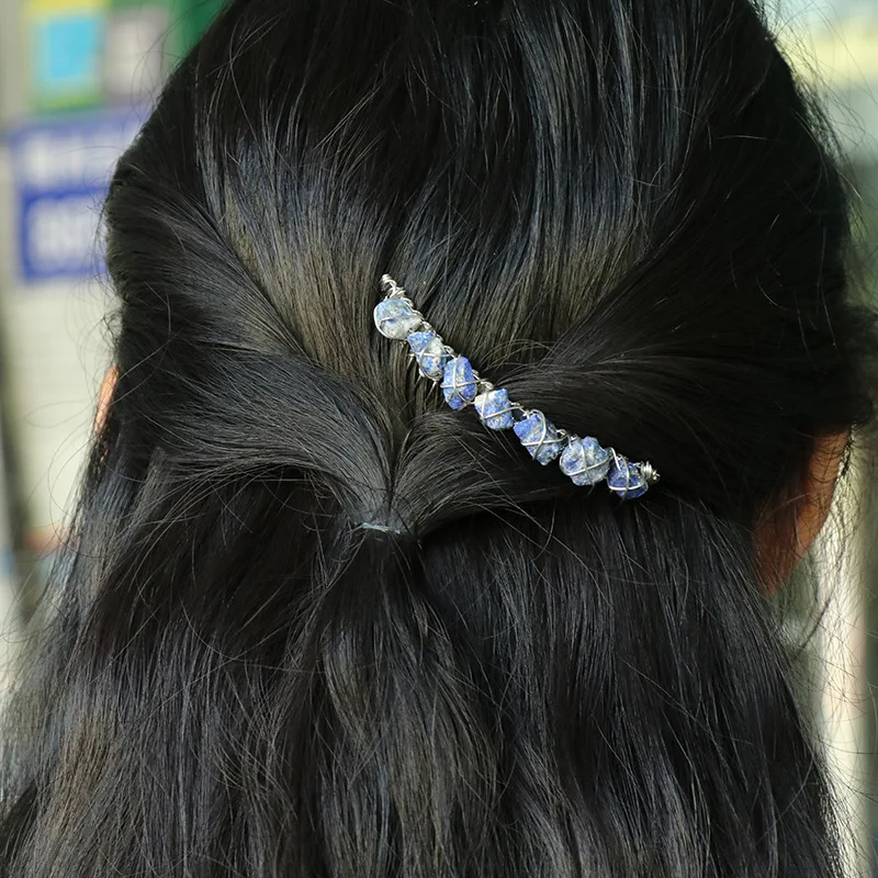 Girl Ladies Party Engagement Raw Quartz Natural Crystal Stone Women Hair Decoration Accessories Bridal Hair Clip Comb Clip