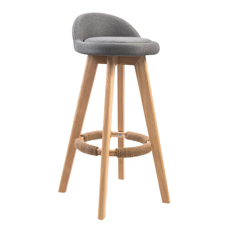Wood High Bar Counter Stool Nordic Chairs With Back Elegant Bar Chairs Hotel Restaurant Breakfast Bar Stools Chair for Kitchen