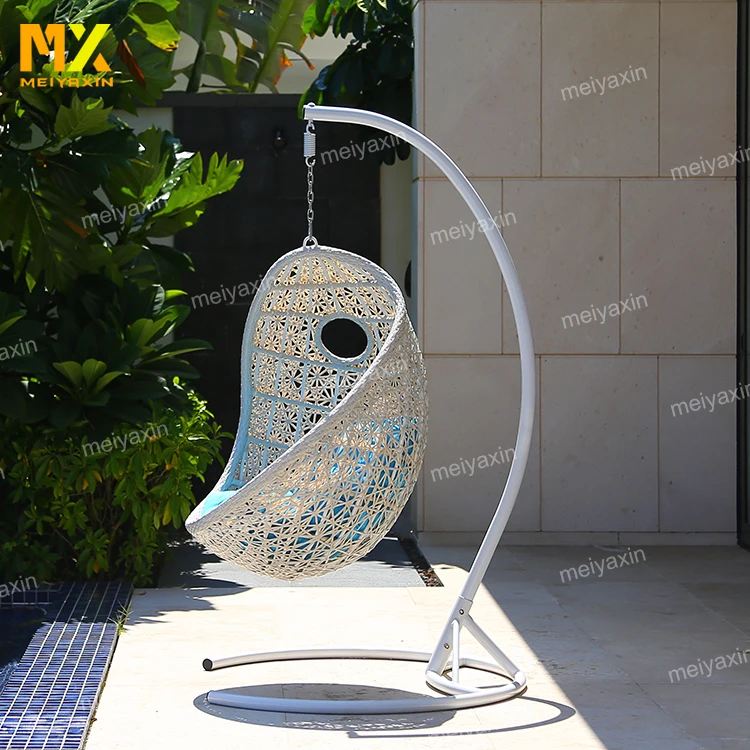 modern design outdoor swing chair egg shape woven rattan aluminum frame tube Durable and stable anti-uv for Villa courtyard