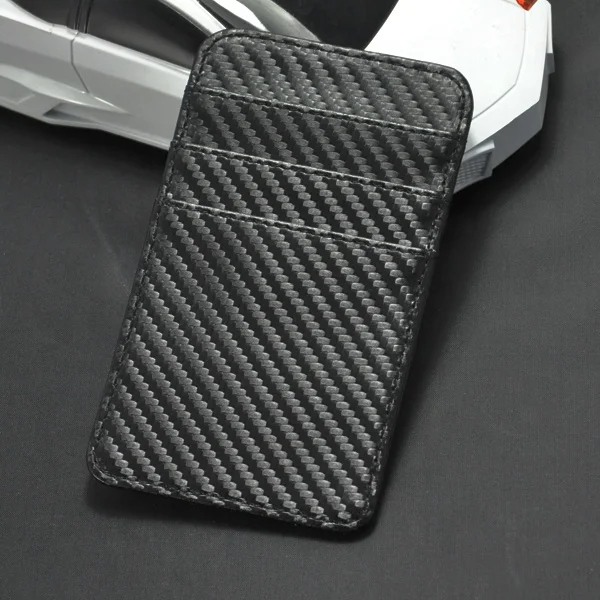 Short slim credit card holder triple pocket rfid blocking trading card sleeves custom logo