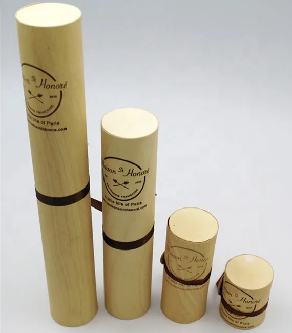 Factory Cylinder Shaped Gift Box Birch Veneer Wine Bottle Cylinder box