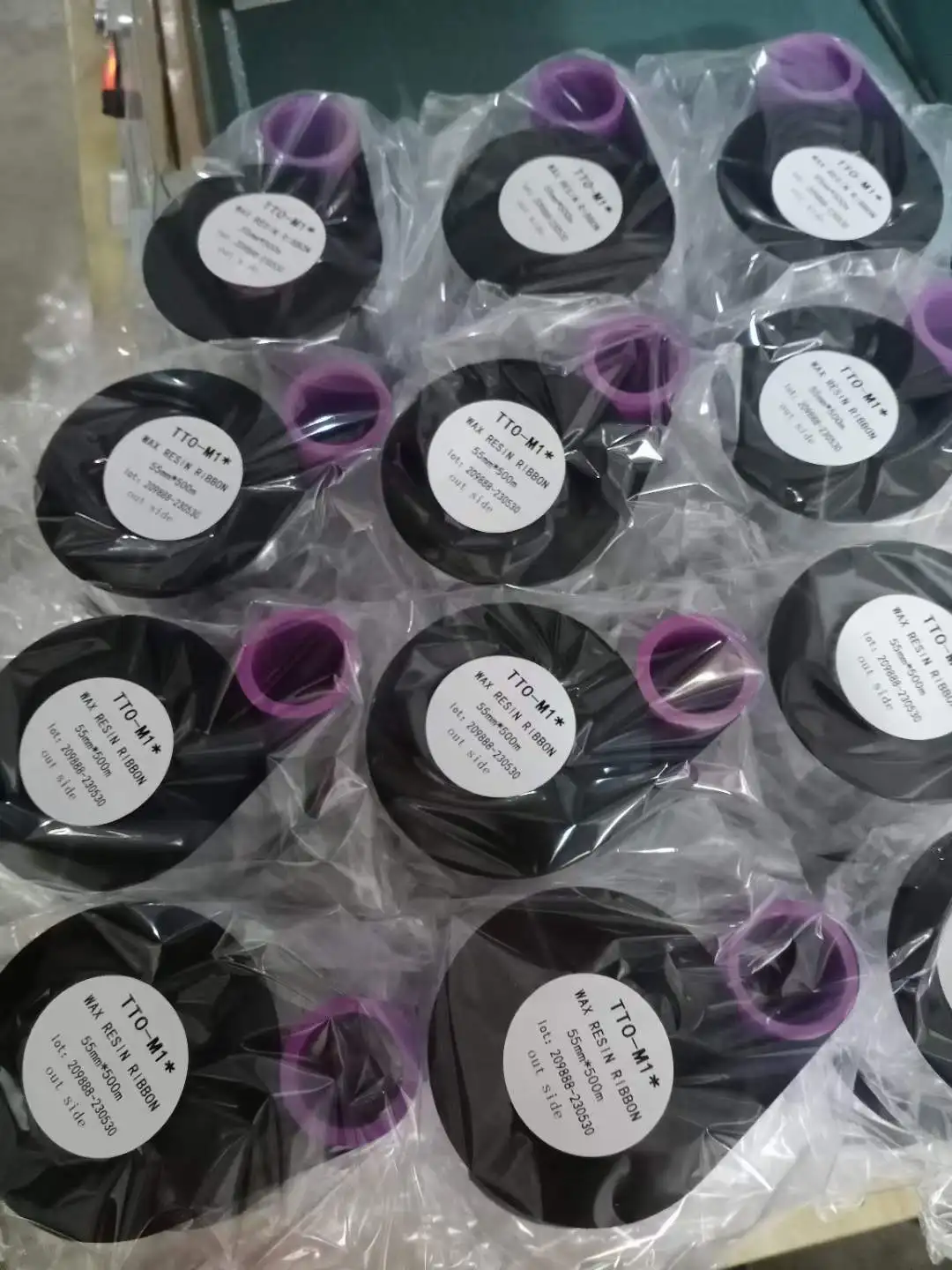 Black Economical 33*500 Wax Resin Near Edge Expiry Date Thermal Transfer Ink Ribbon For Videojet Linx Markem overprinter