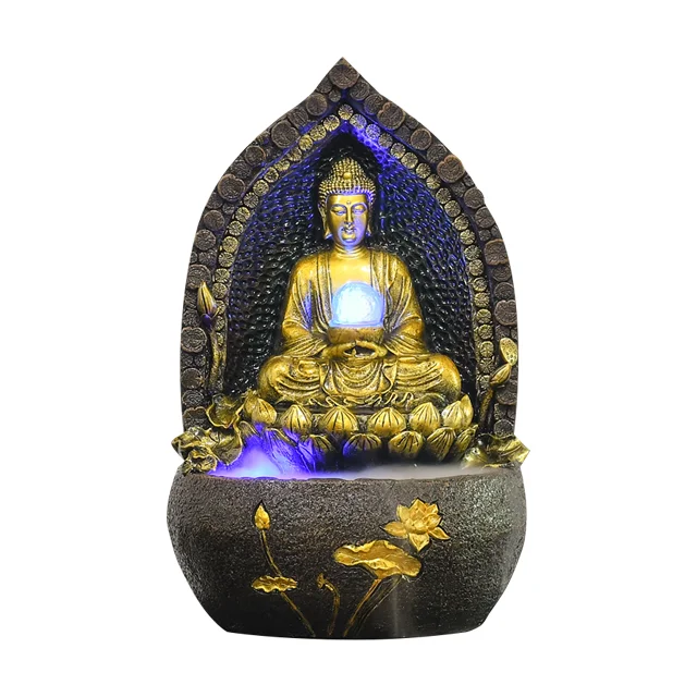 Southeast Asian style gold buddha statue water fountain decorate your living room or office
