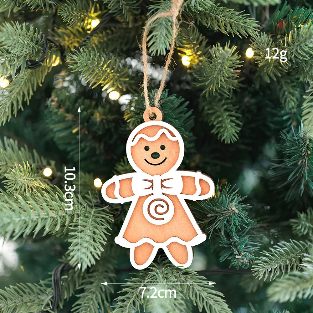 Christmas Biscuit Man Wooden Christmas Decoration Snowflake Wooden Plaque Christmas Tree Pendant