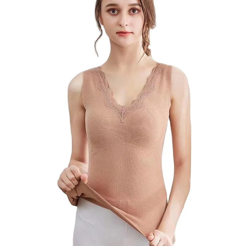 V-neck Plus velvet padded bralettes beautiful back stylish comfortable lingerie lace Warm camisole