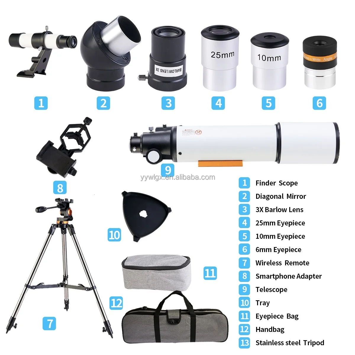 telescope 80500 80mm Aperture 500mm fical length  AZ Mount Refractor Professional Telescope with Tripod for Adults Kids