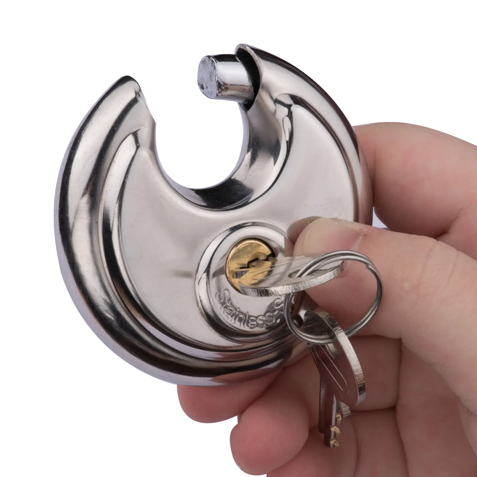 60mm Solid SS Disc Padlock Heavy Duty High Safety Pad Locks Anti-theft Stainless Steel Round Disc Door Padlocks