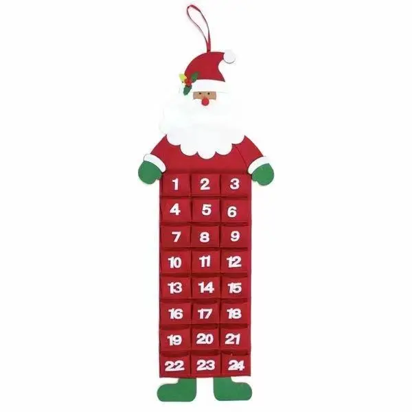 Felt Christmas Calendar pocket Creative Santa Reindeer Family Christmas Decorations calendar storage bag