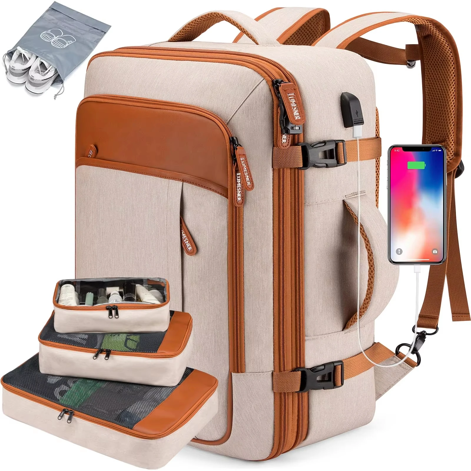 Luxury fashion portable smart laptop notebook backpack with USB charging port large capacity travel man back pack bag
