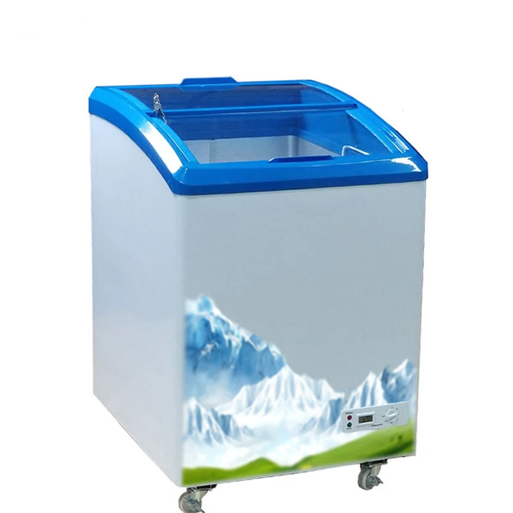 Kolice Free delivery/express to door 2 baskets single temperature glass open door ice cream showcase chest freezer