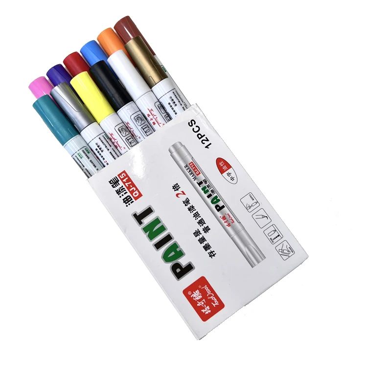 Customization Oil Based Industrial Fine Paint Marker Pen 12 Colors 1.5mm Permanent Metallic Marker