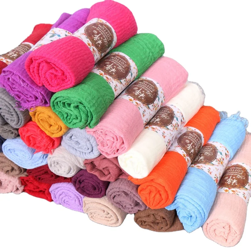 Популярные товары, фантастическая шелковая шаль, хлопчатобумажная вуаль, плоский хлопчатобумажный хиджаб гладкого цвета