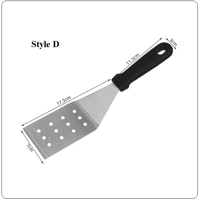 BBQ Grill Kitchen Steel Steak Frying Turner With Plastic Handle Scraper With Cutting Edge,Pizza & Pancake Shovel,Fish Spatula,