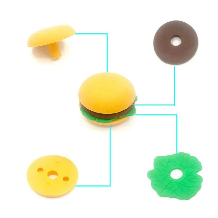 
3D shape Pencil Erasers Assorted Food Cake Dessert Puzzle Erasers for Birthday Party Supplies Favors or School Classroom Rewards 